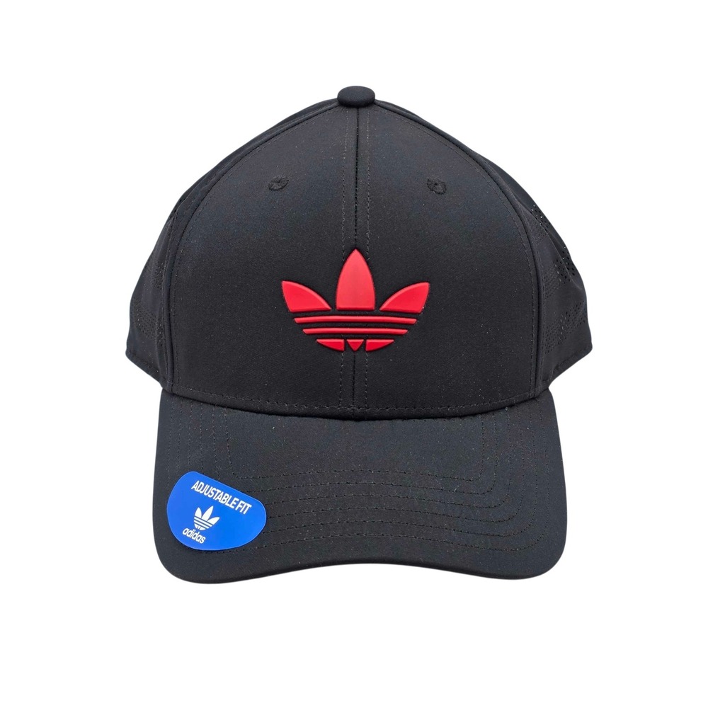adidas Originals Beacon Trefoil Snapback Hat Cap Men's OSFM Black Red NWT GA5724